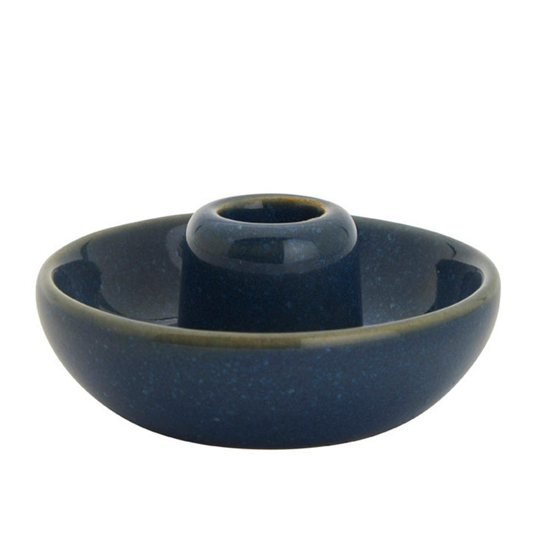 Habitat Ceramic Taper Holder Blue Glaze 10x10x4.5cm, UK version