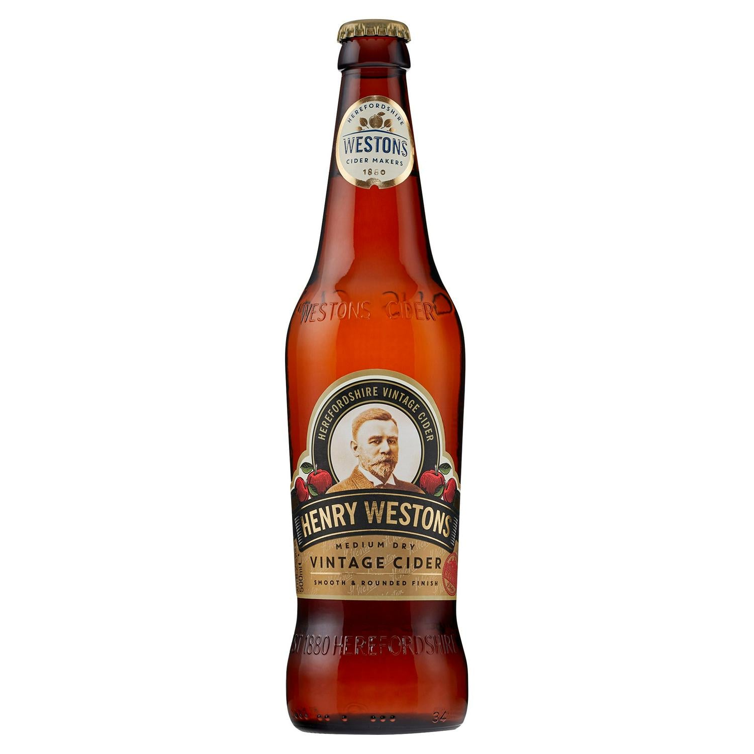 Henry Westons vintage cider 500ml glass bottle, UK version
