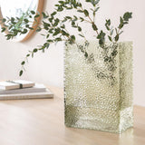 Habitat green glass vase hammered 24.7cm, UK version