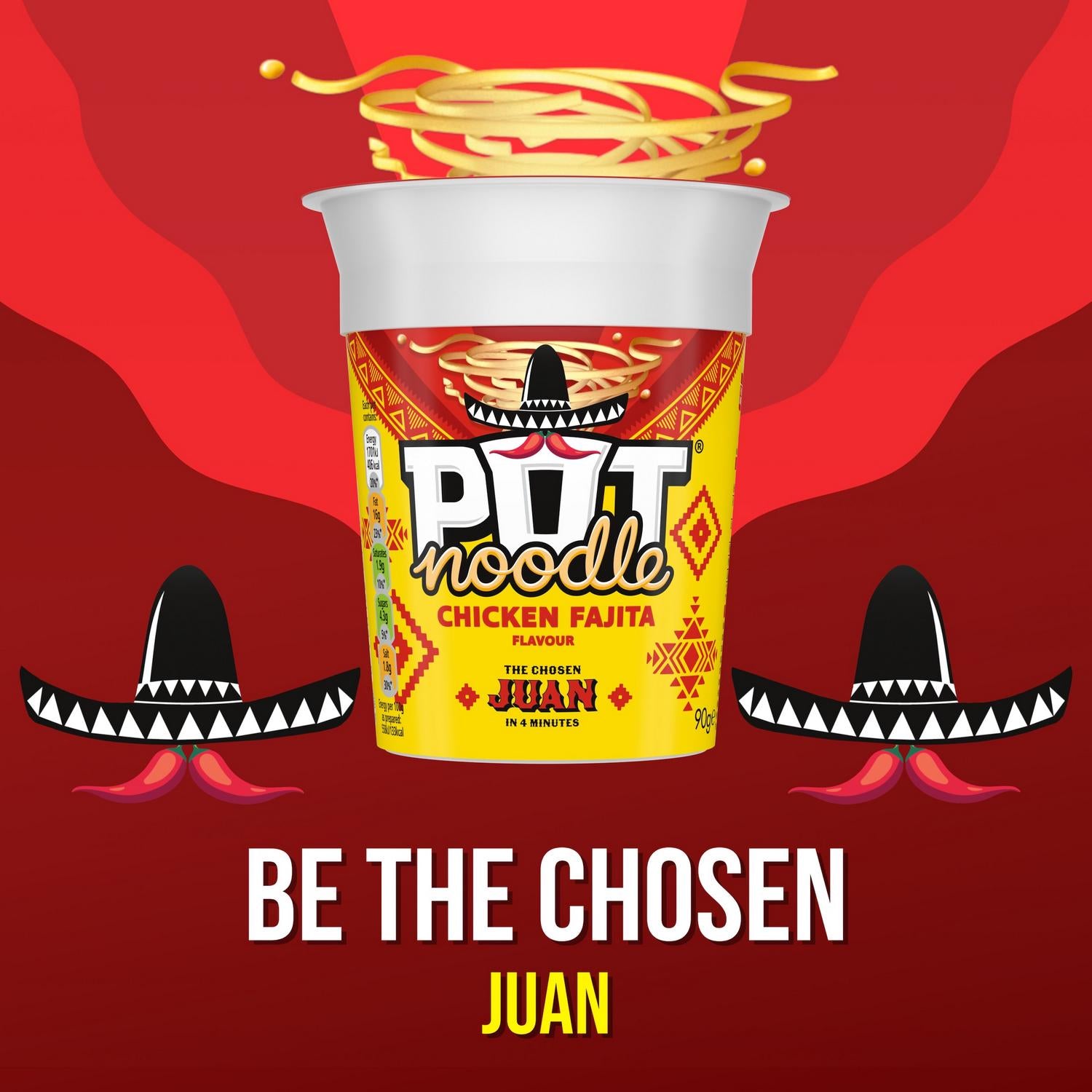 Pot Noodle Chicken Fajita noodle pot 90g, imported from the UK