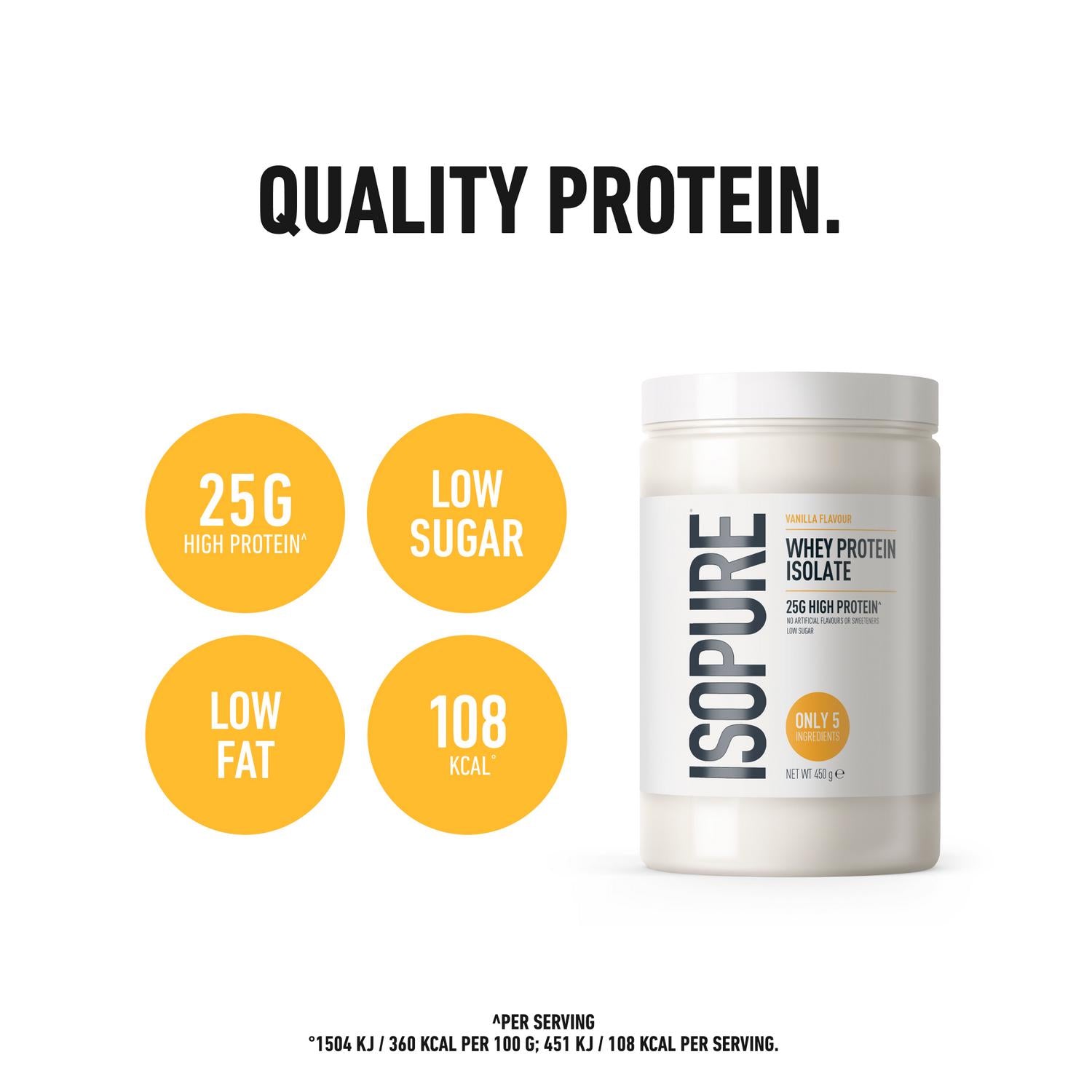 Isopure vanilla whey protein isolate powder 450g tub, UK version