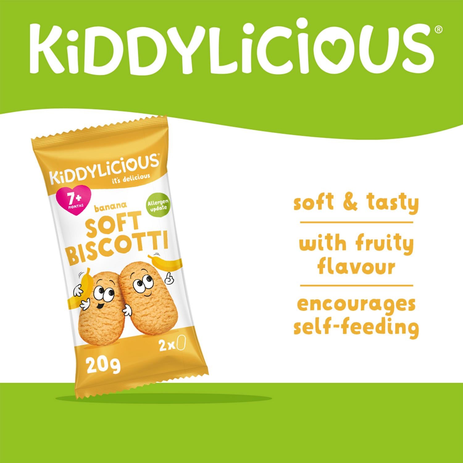 Kiddylicious Banana Soft Biscotti Baby Snacks 6x20g