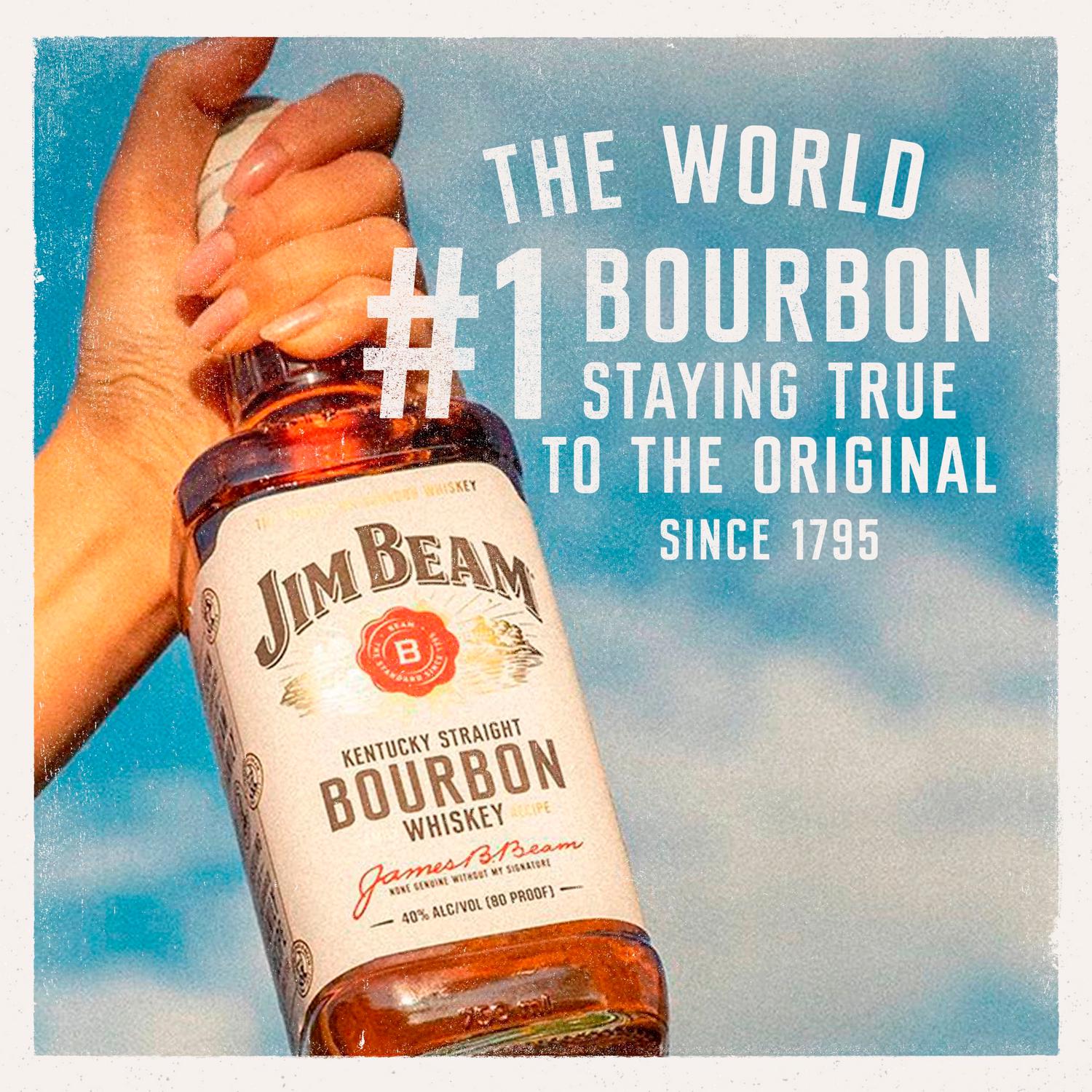 Jim Beam Kentucky Straight Bourbon Whiskey Glass Bottle 1L, UK version