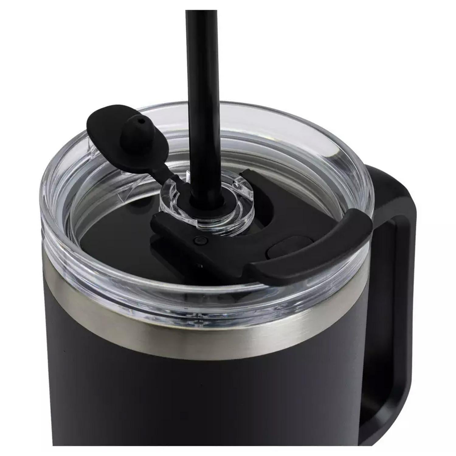 Sainsbury's Home Black Handle Stainless Steel Travel Coffee Mug - 1180ml