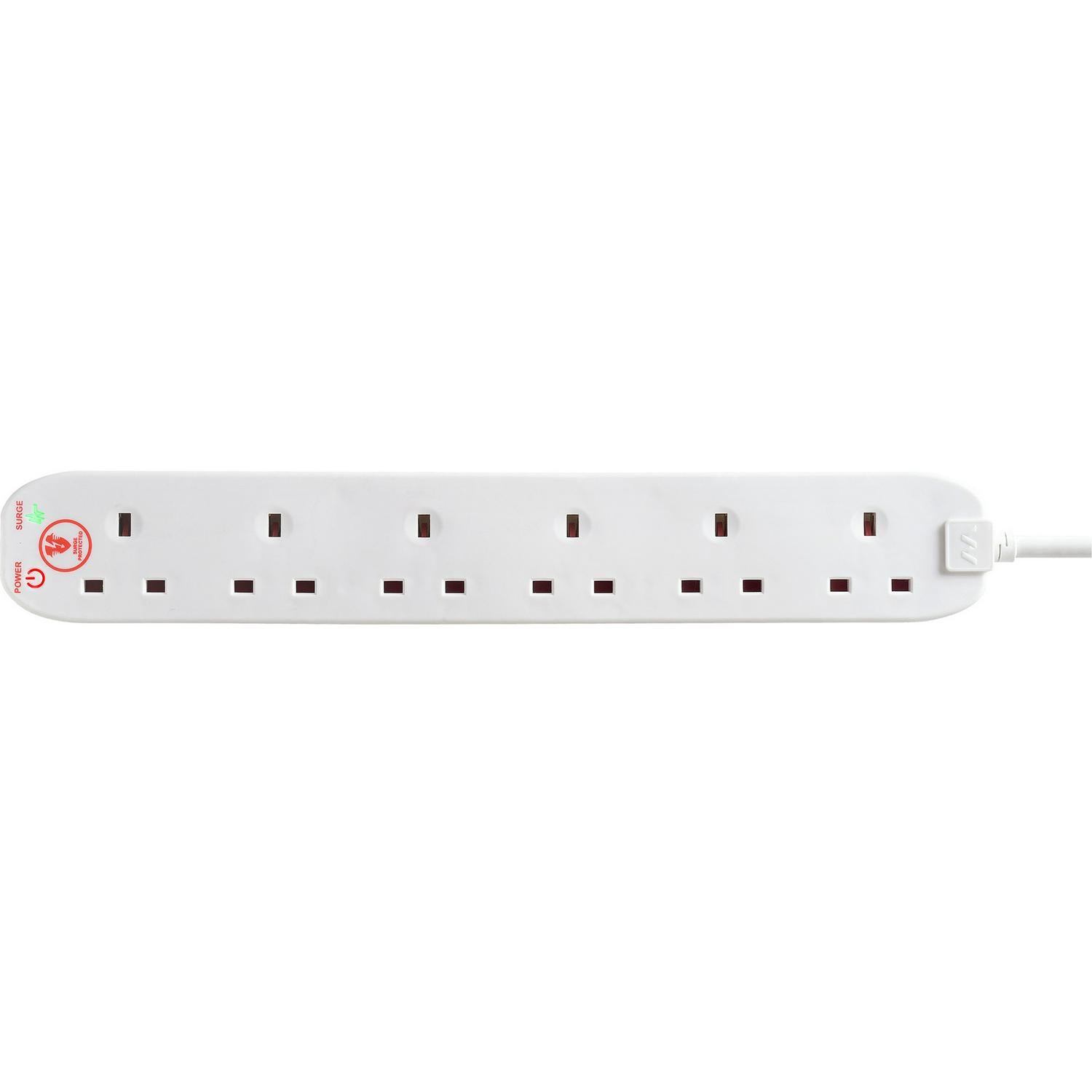 Masterplug 6 Socket Extension Surge Protected 2m, imported from the UK