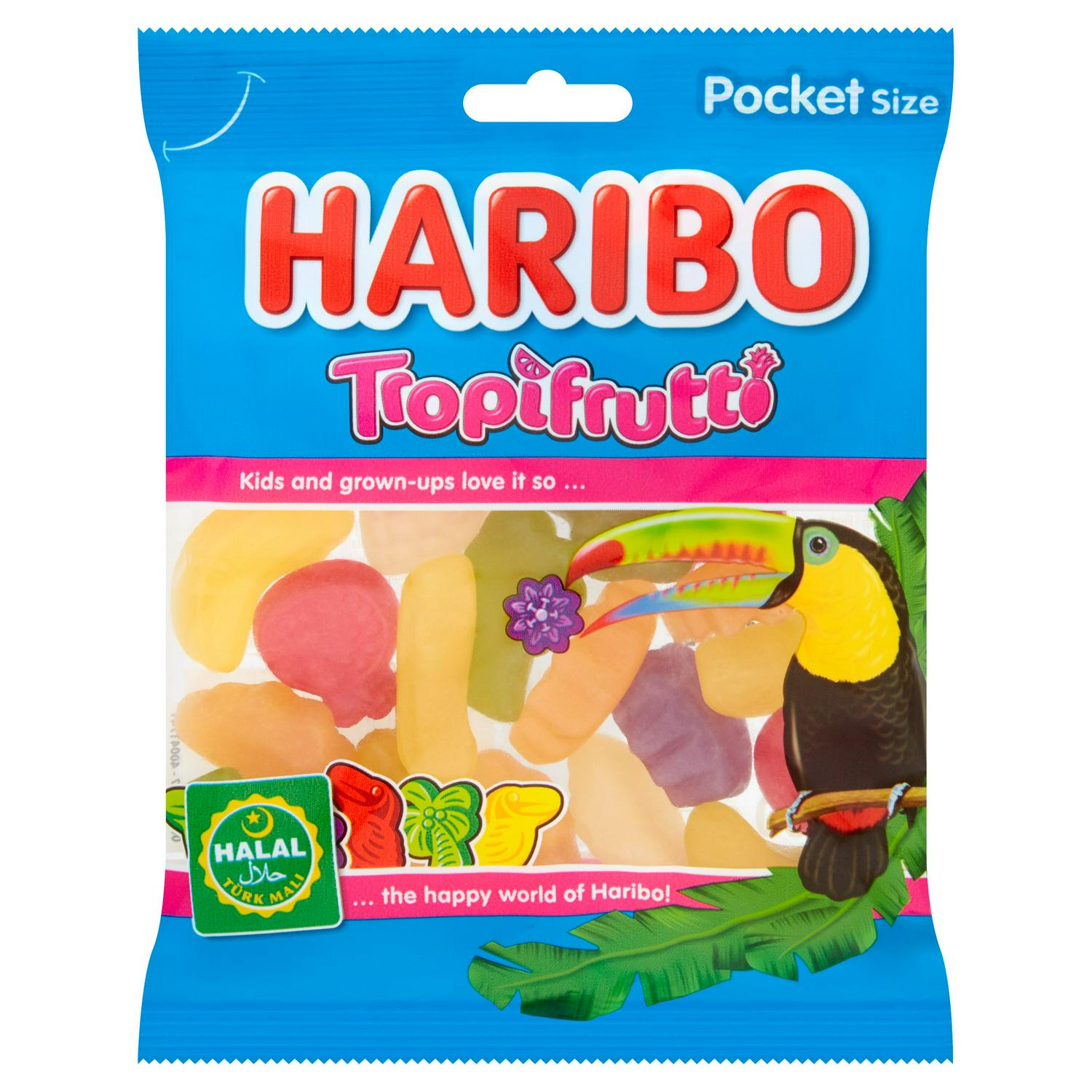 Haribo Halal Tropifrutti fruit gums 100g, UK version