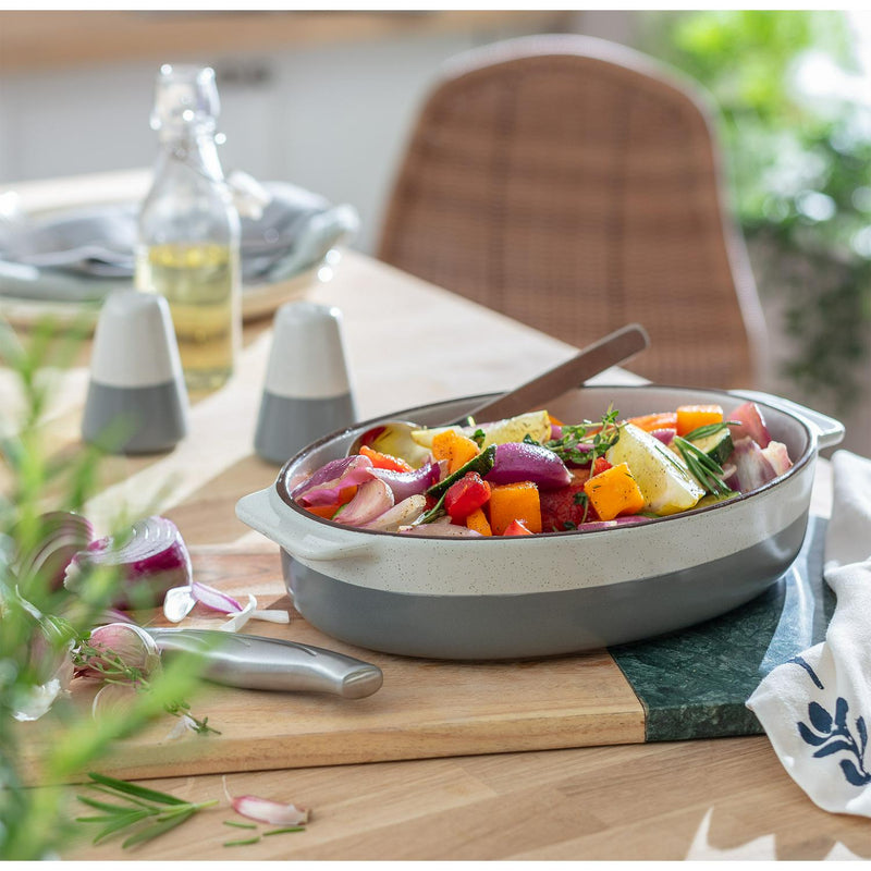 Habitat Ceramic Oval Roaster Grey 29cm, UK version
