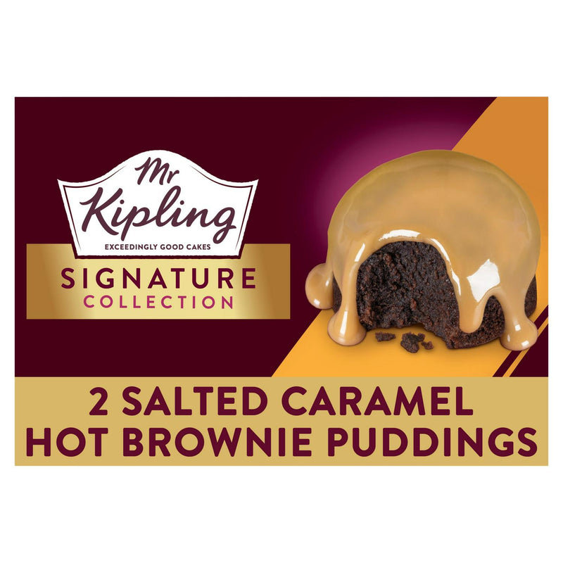 Mr Kipling Signature Salted Caramel Brownie Puddings Dessert Chocolate Cake 105g x2