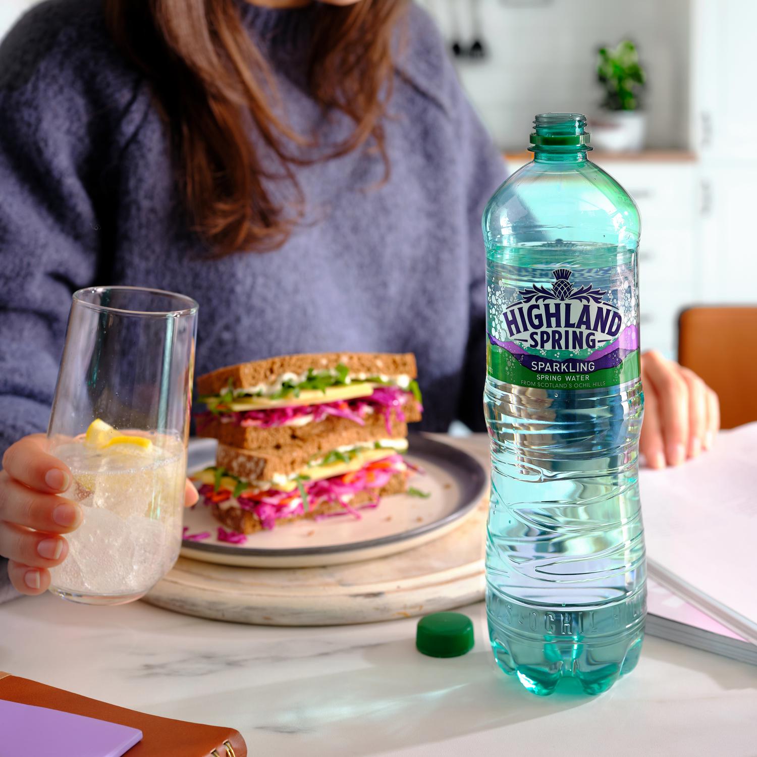 Highland Spring Sparkling Spring Water 6x1L multipack bottles, UK version
