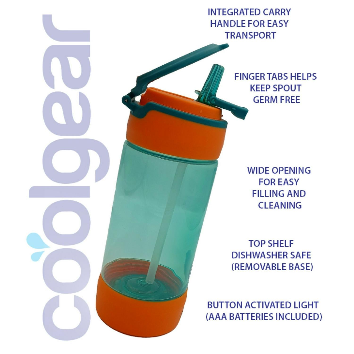 Cool Gear orange LED water bottle 450ml - British product