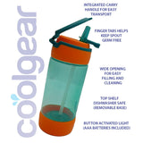 Cool Gear orange LED water bottle 450ml - British product