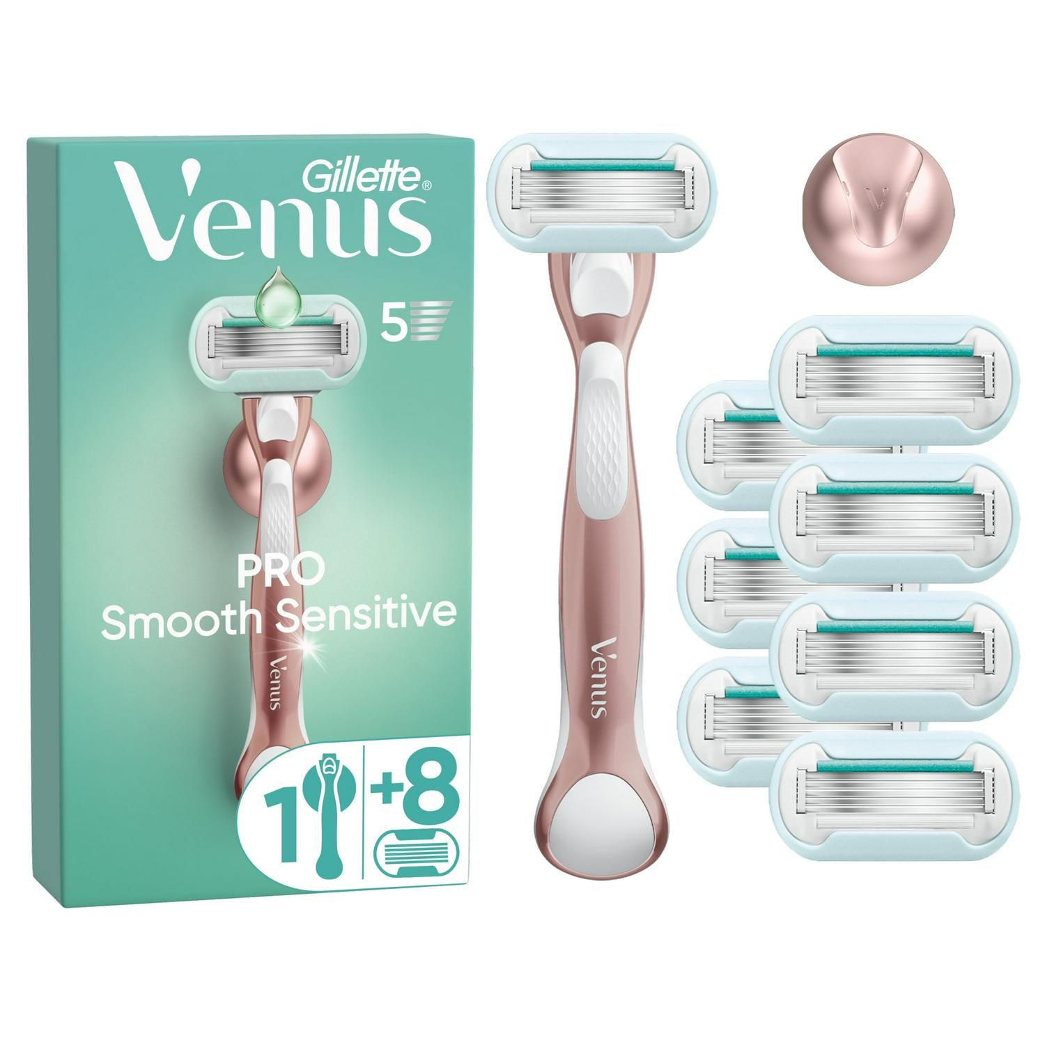 Venus Deluxe Smooth Sensitive Rose Gold Value Pack Razor Blades x8