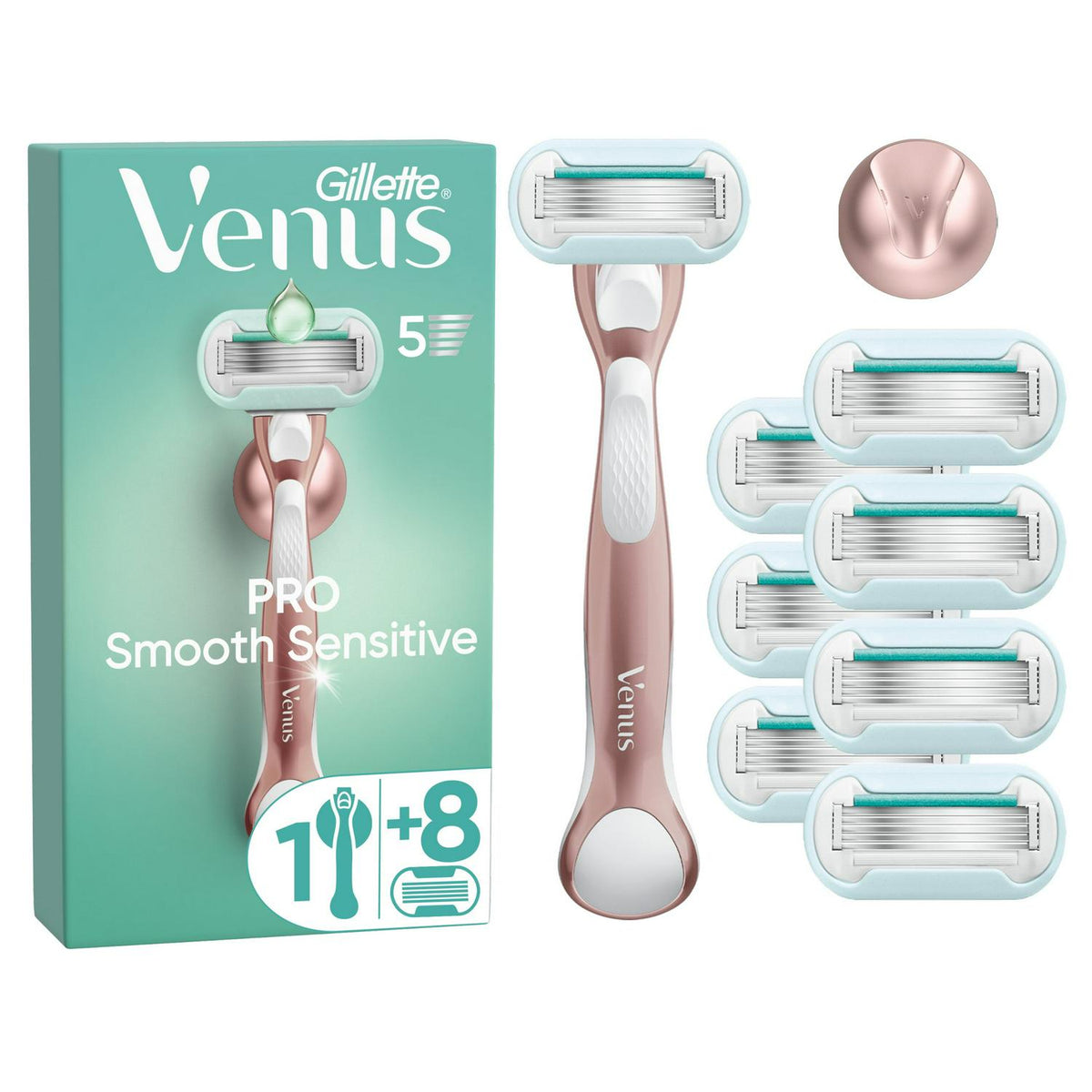 Venus Deluxe Smooth Sensitive Rose Gold Value Pack Razor Blades x8
