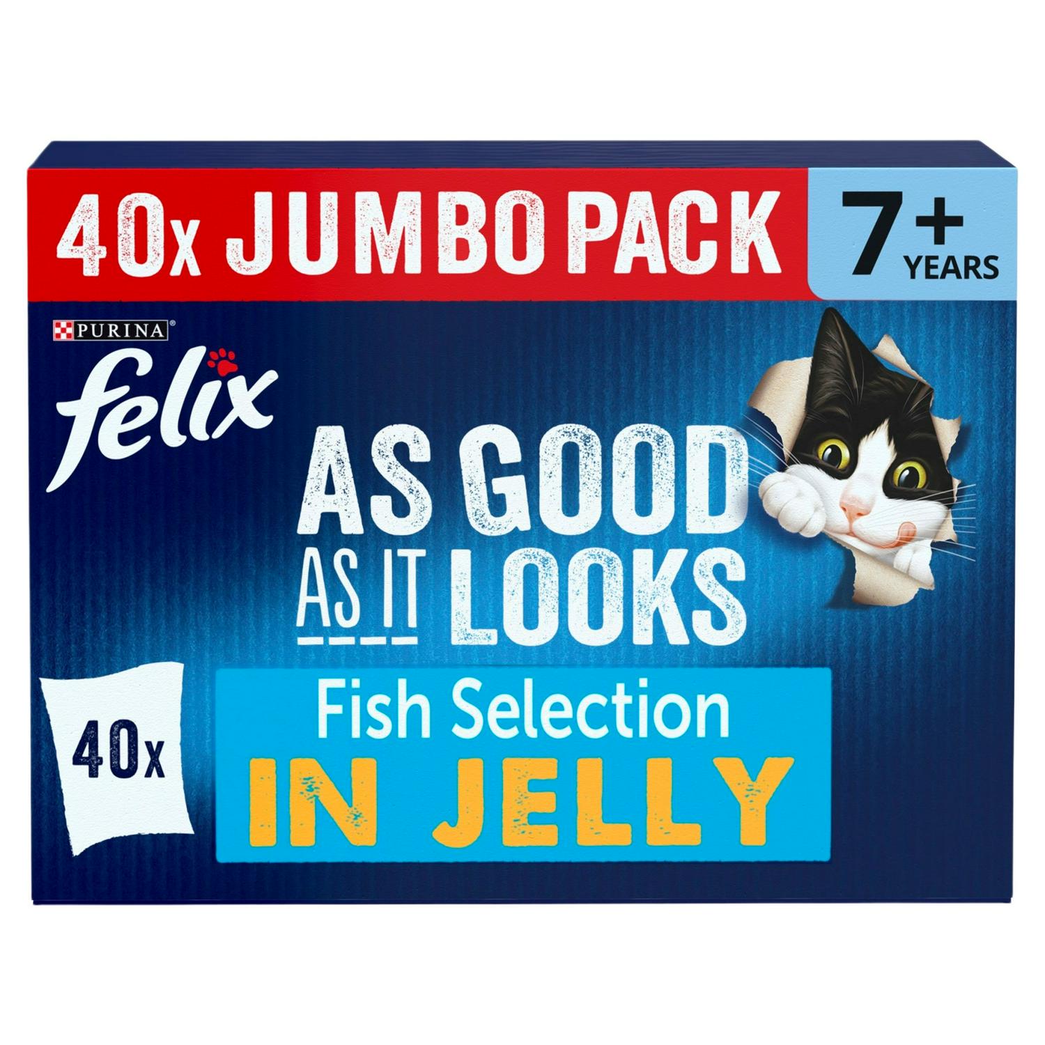 Felix Senior Cat Food Fish Selection in Jelly 40 x 85g - British product