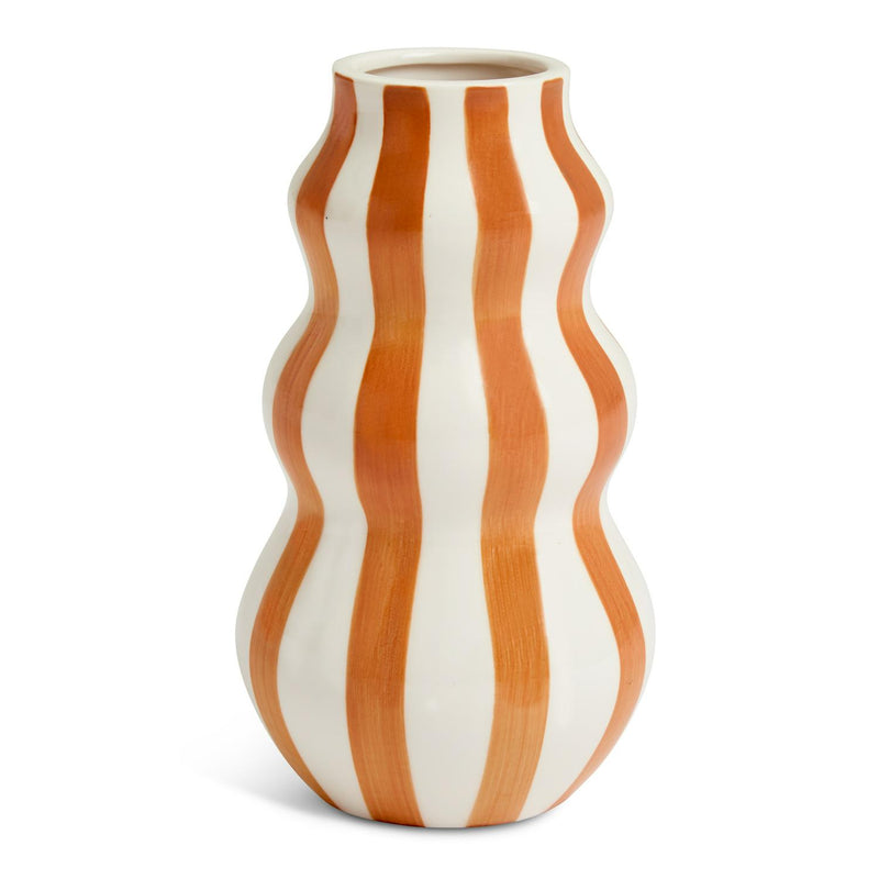 Habitat Hand Painted Rust Stripe Vase 25cm - British product