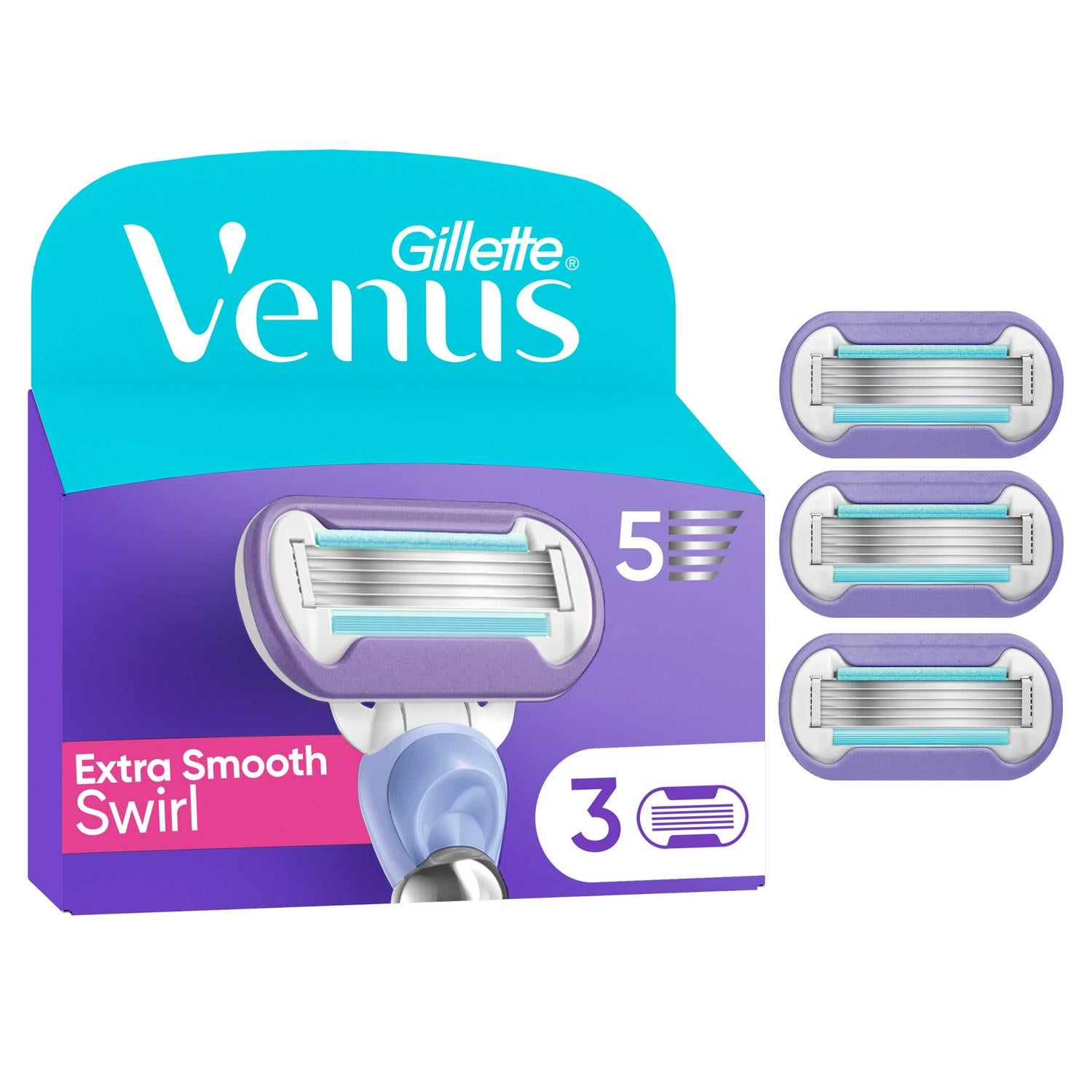 Gillette Venus Swirl women's razor replacement blades x3, UK version