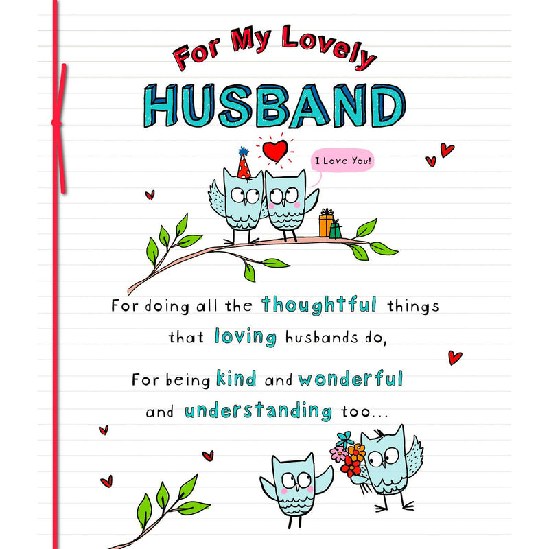 Carlton birthday card husband owl design 15.9x18.4cm - British product