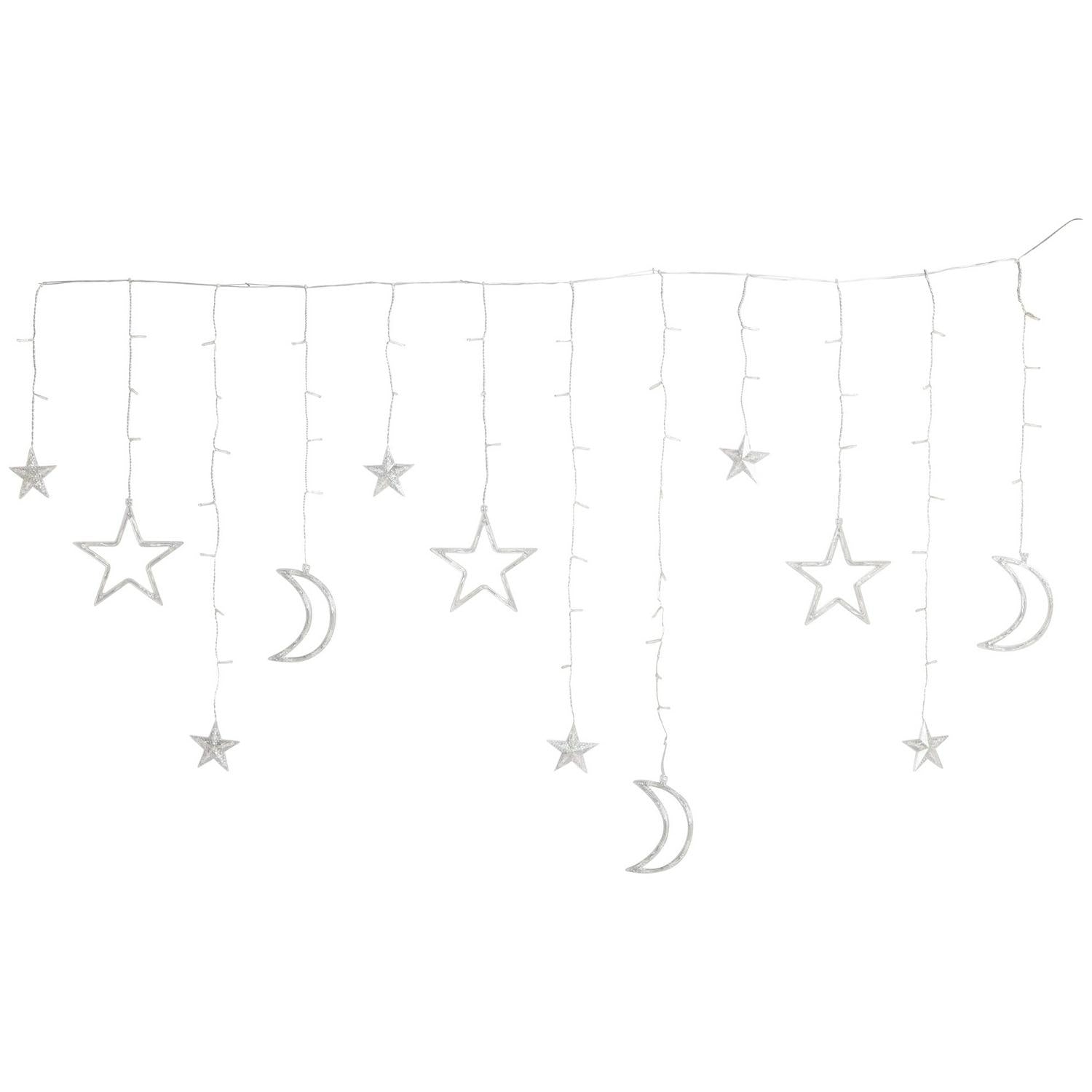 Habitat White LED Moon & Star Christmas Icicle Lights