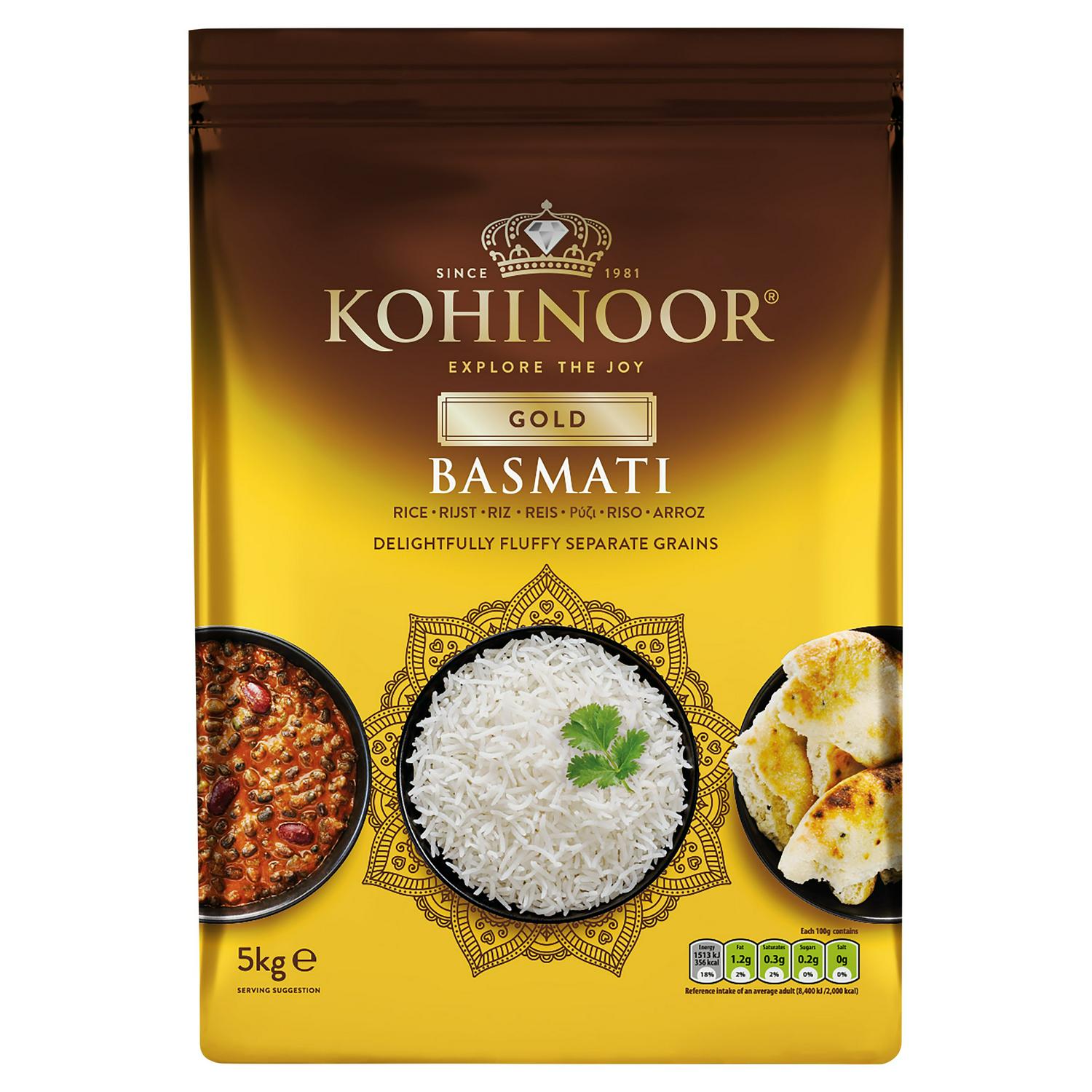 Kohinoor Extra Long Basmati Rice Gold 5kg, UK version