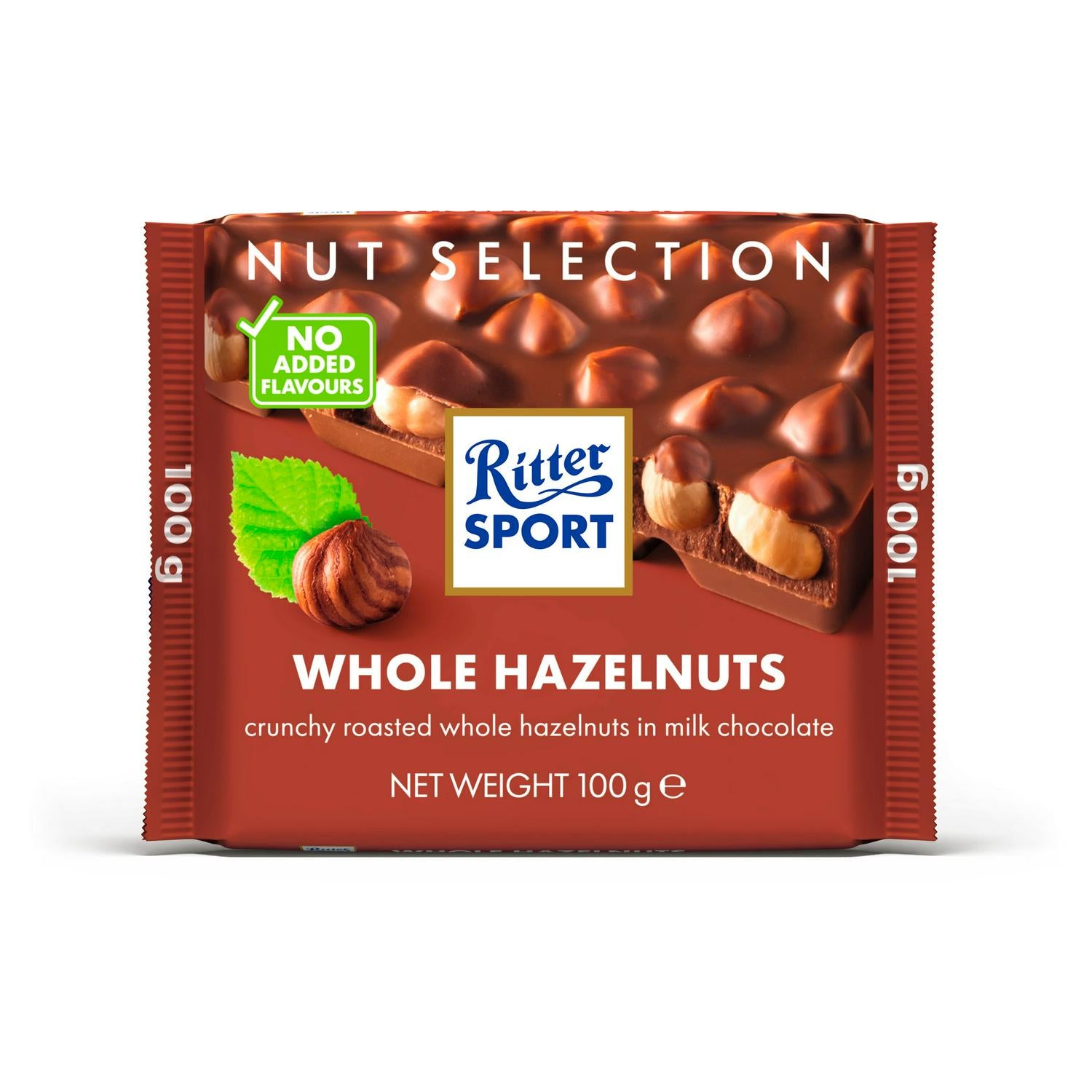 Ritter Sport Whole Hazelnuts Milk Chocolate Bar 100g, imported from the UK