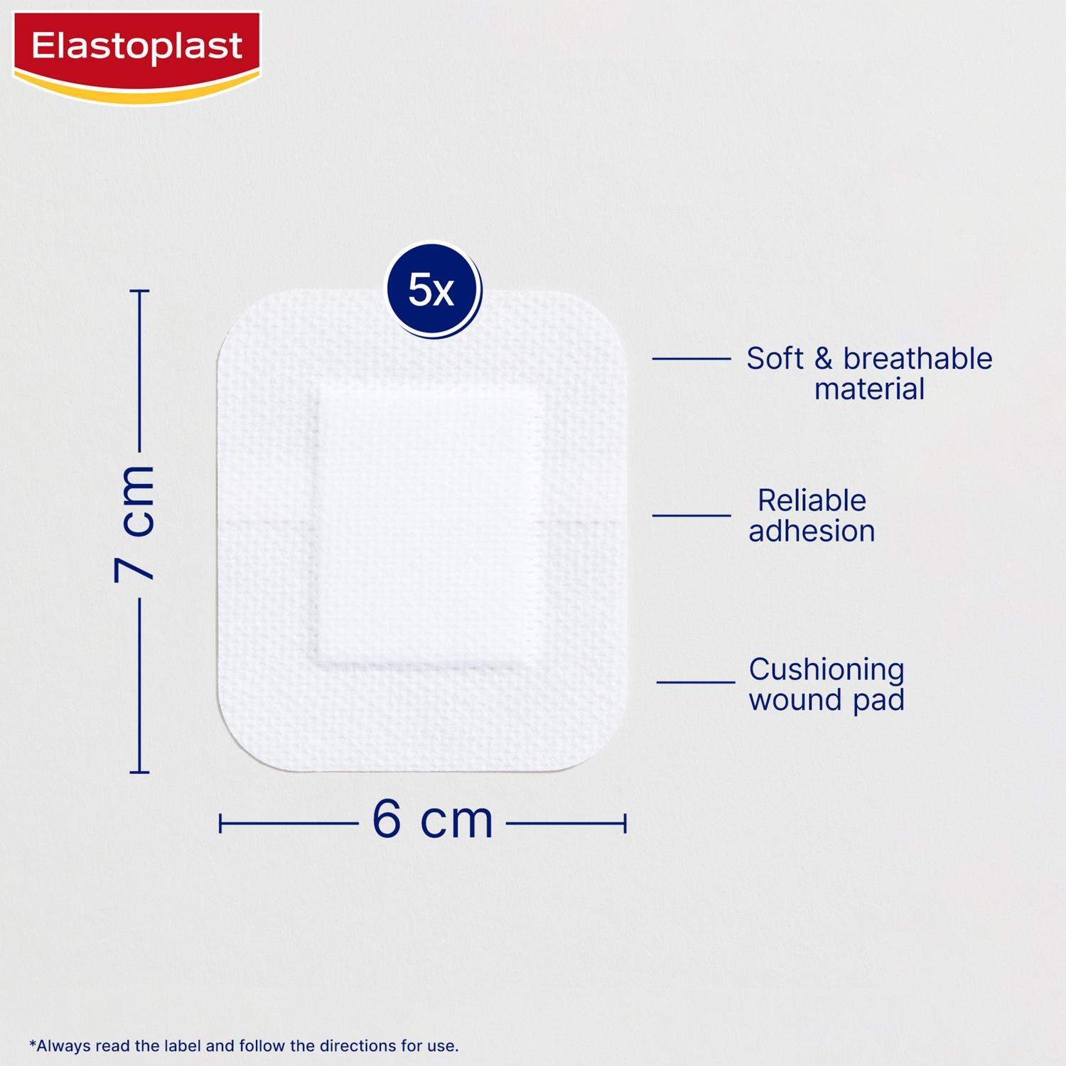 Elastoplast Sensitive XL Dressings 6x7cm pack of 5 - British product