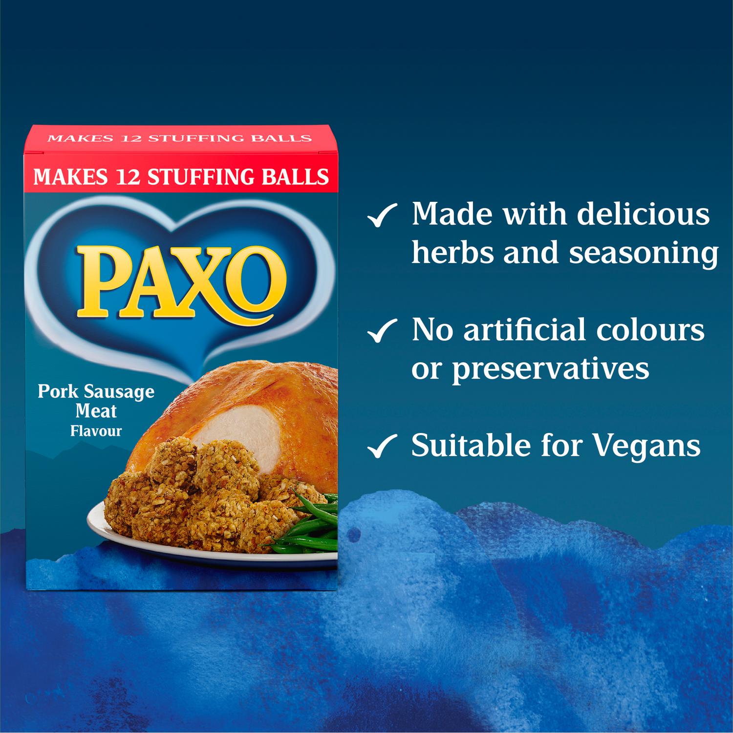 Paxo Stuffing Mix Pork Sausage Meat Flavour 170g, imported from the UK