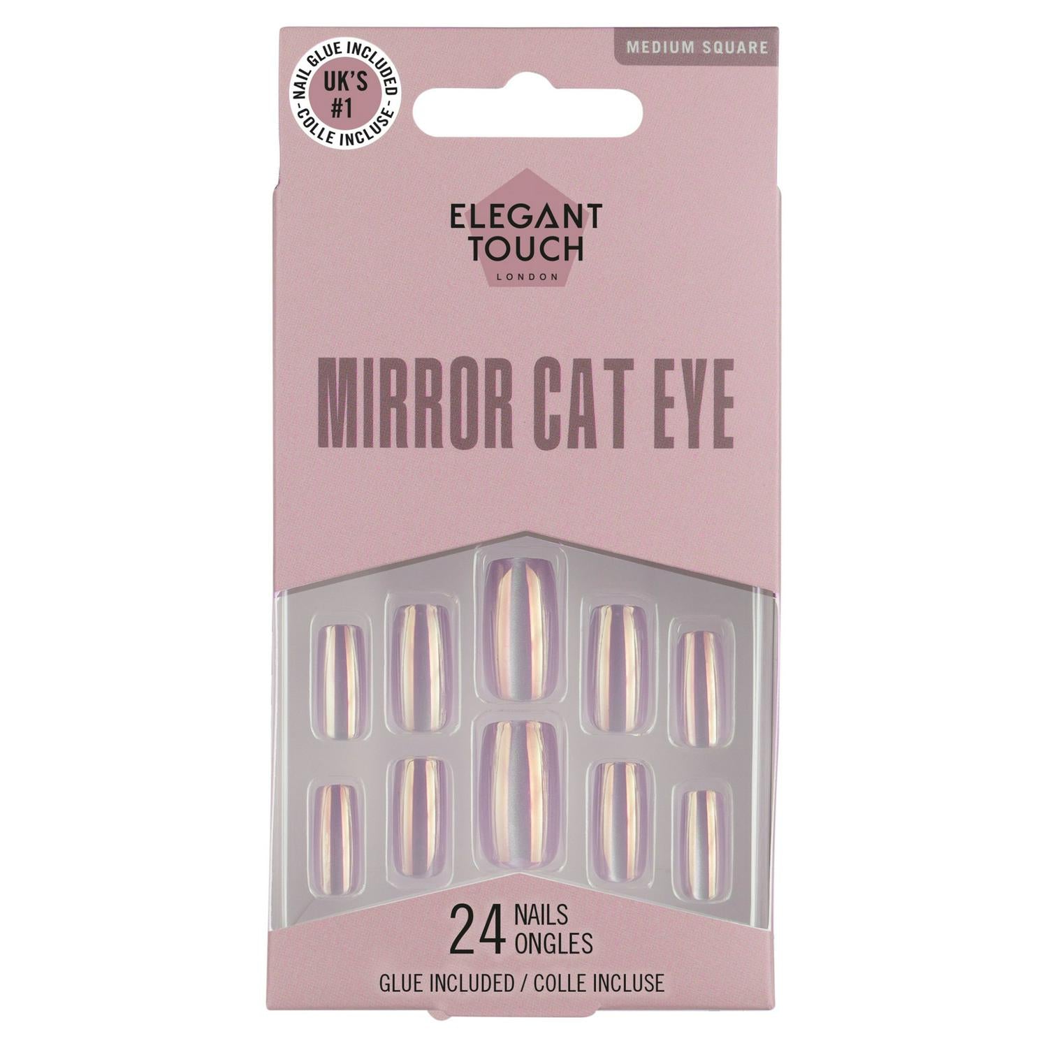 Elegant Touch Medium Square Cat Eye Nails x24 - British product