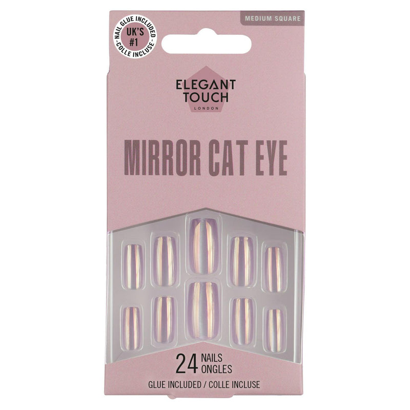 Elegant Touch Medium Square Cat Eye Nails x24 - British product