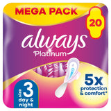 Always Platinum Day & Night Size 3 Sanitary Towels With Wings Pads x18