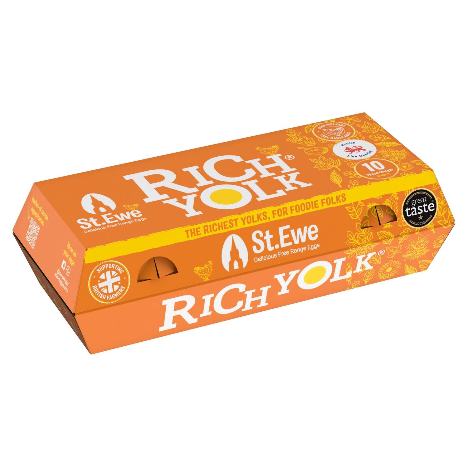 St. Ewe rich yolk free range eggs x10 (British brand)