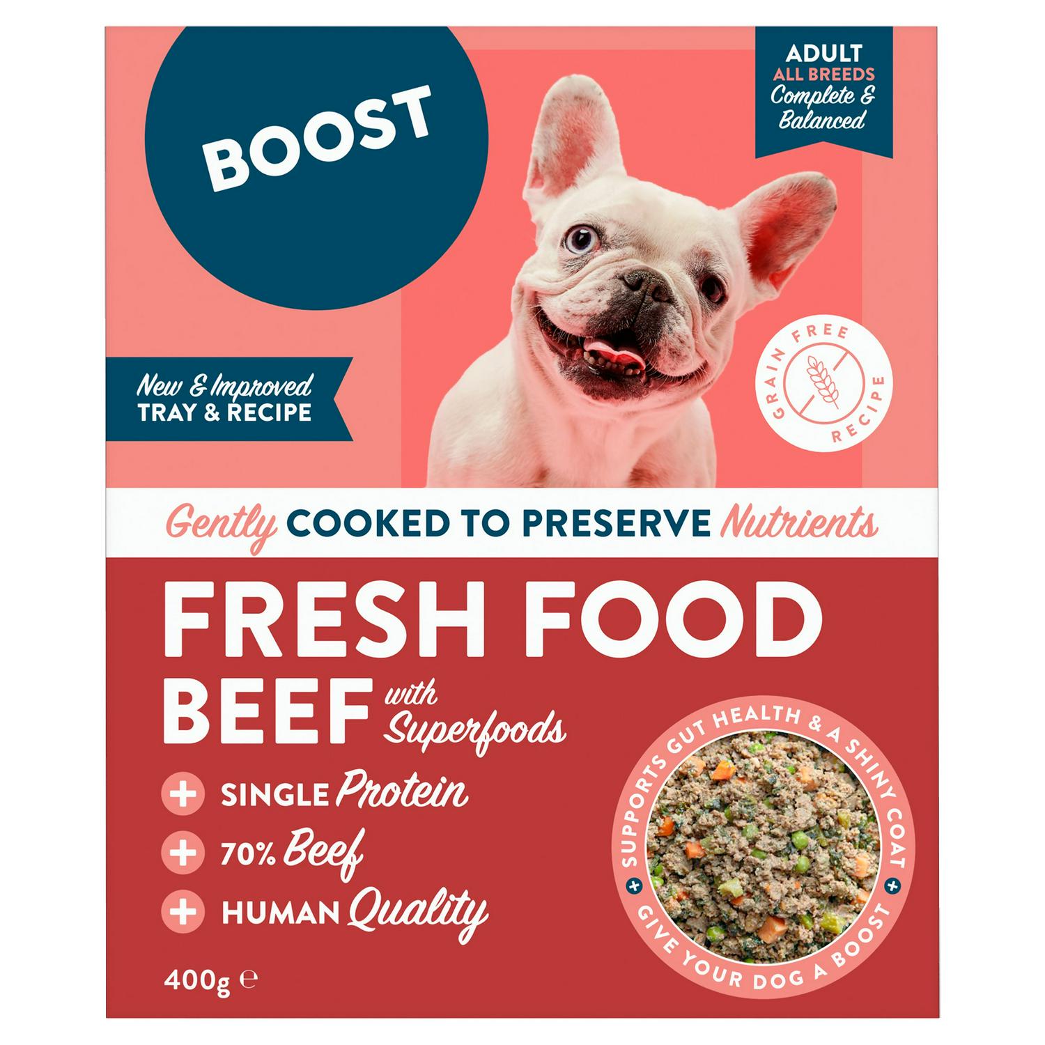 Boost Dog Beef with Superfoods Complete Meal for Adult Dogs 400g