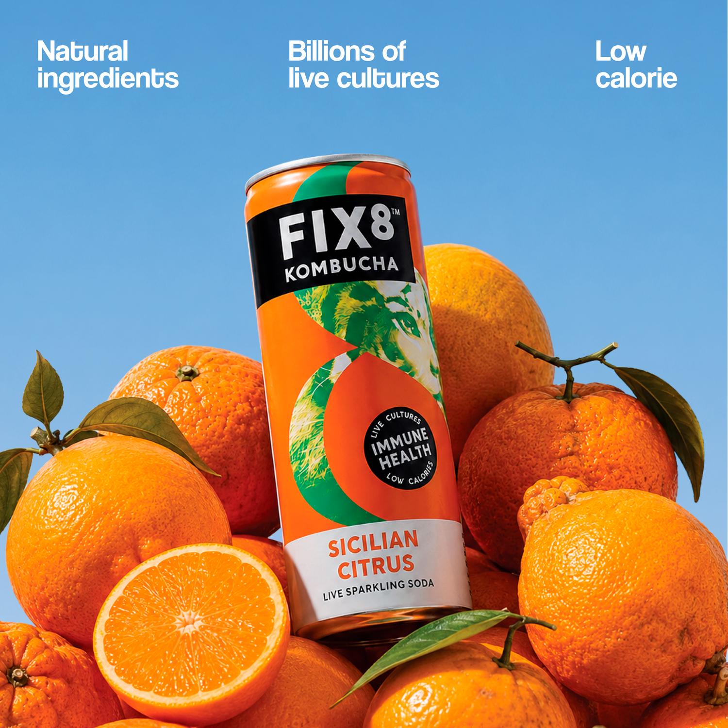 Fix8 Kombucha Sicilian Citrus 4 x 250ml - British product