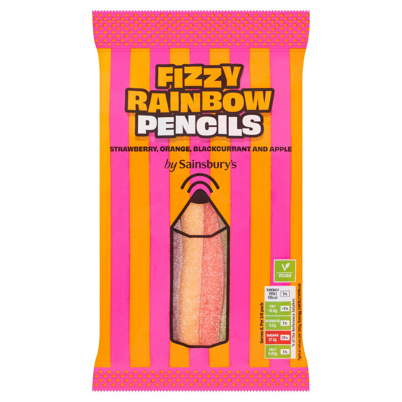 Sainsbury's rainbow pencil sweets 160g (British brand)