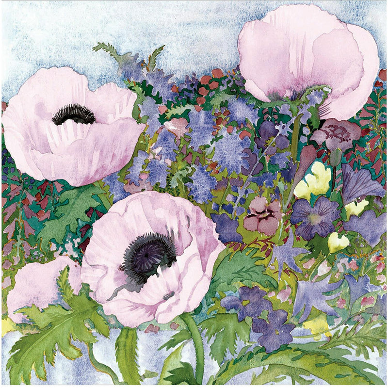 Woodmansterne blank greeting card Anemone Watercolour Flowers 16.9cm (British brand)