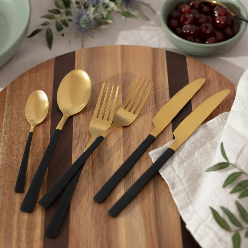 Habitat two tone black gold cutlery set 16pc, UK version