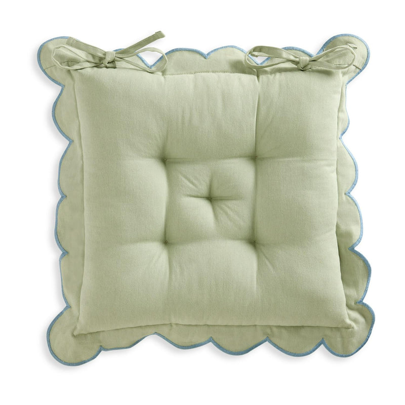 Green Scallop Tie-On Seat Cushion 40x40cm