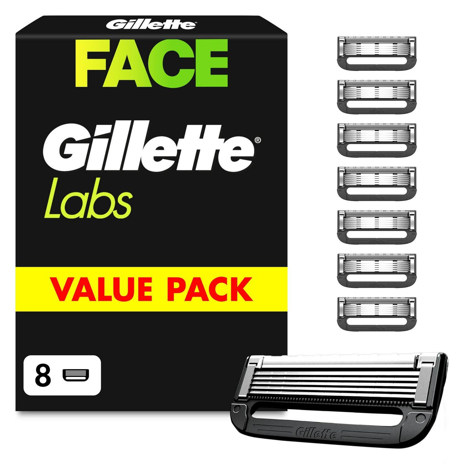 Gillette Labs razor blade refills x8, UK version