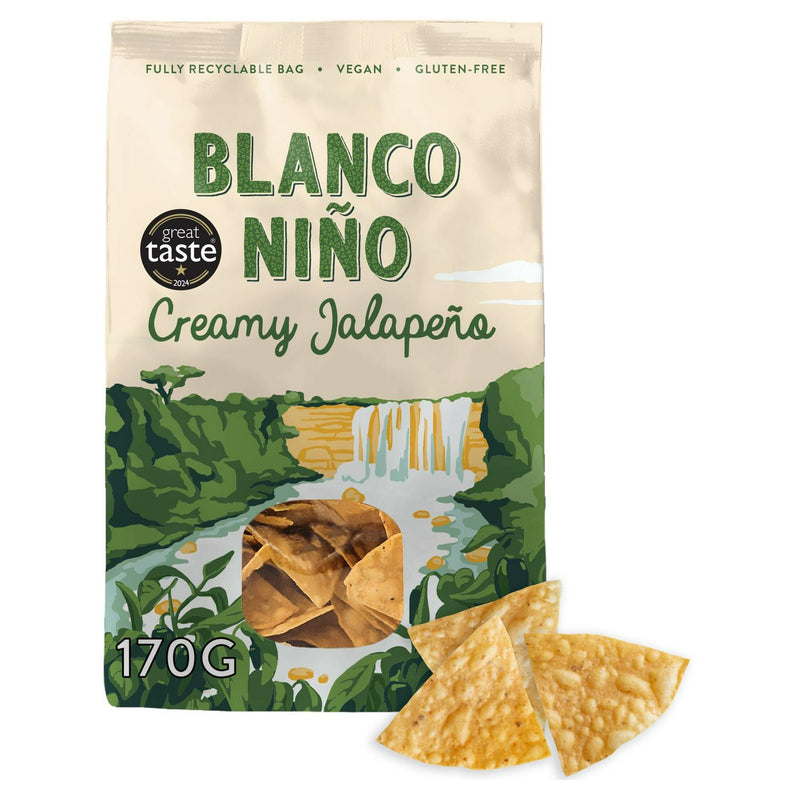 White Corn Tortilla Chips with Creamy Jalapeño Seasoning 170g