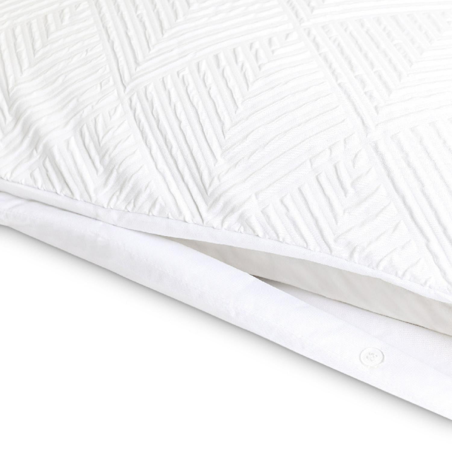 White Textured Embossed Single Bedding Set with Duvet Cover and Pillowcase