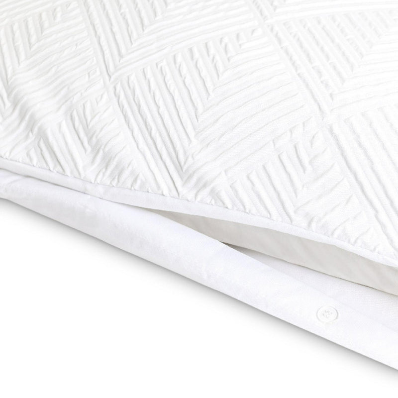 White Textured Embossed Single Bedding Set with Duvet Cover and Pillowcase