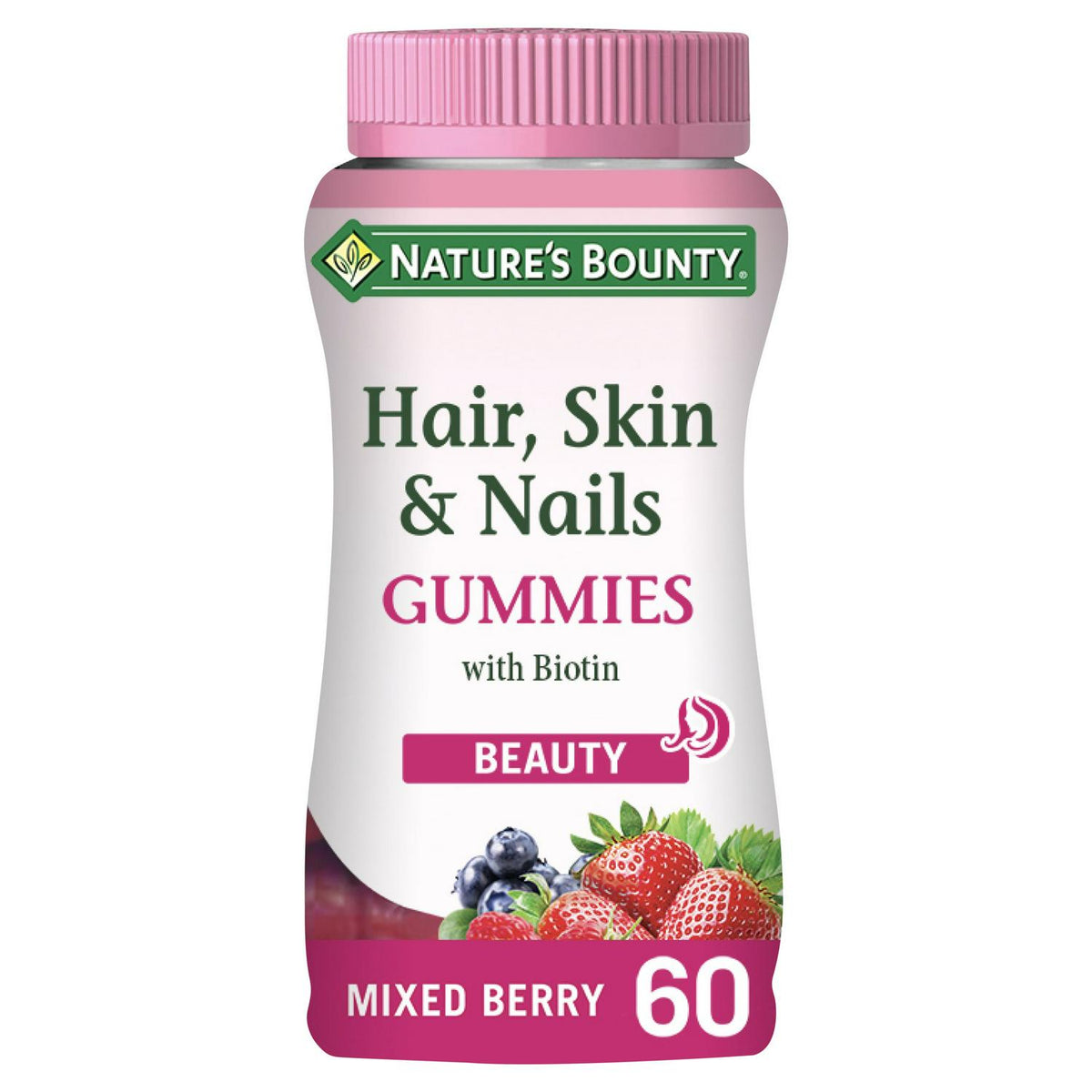 Hair, Skin and Nails Gummy Supplement with Biotin and Collagen, Mixed Berry Flavour, 60 Gummies