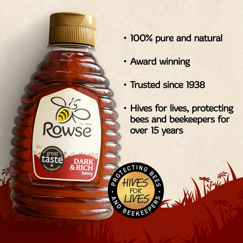 Rowse dark and rich honey 340g, imported from the UK