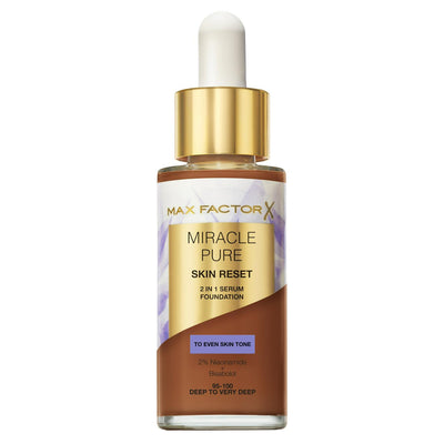 Max Factor Miracle Pure 2in1 Skin Reset Serum Foundation 95-100 Deep 30ml