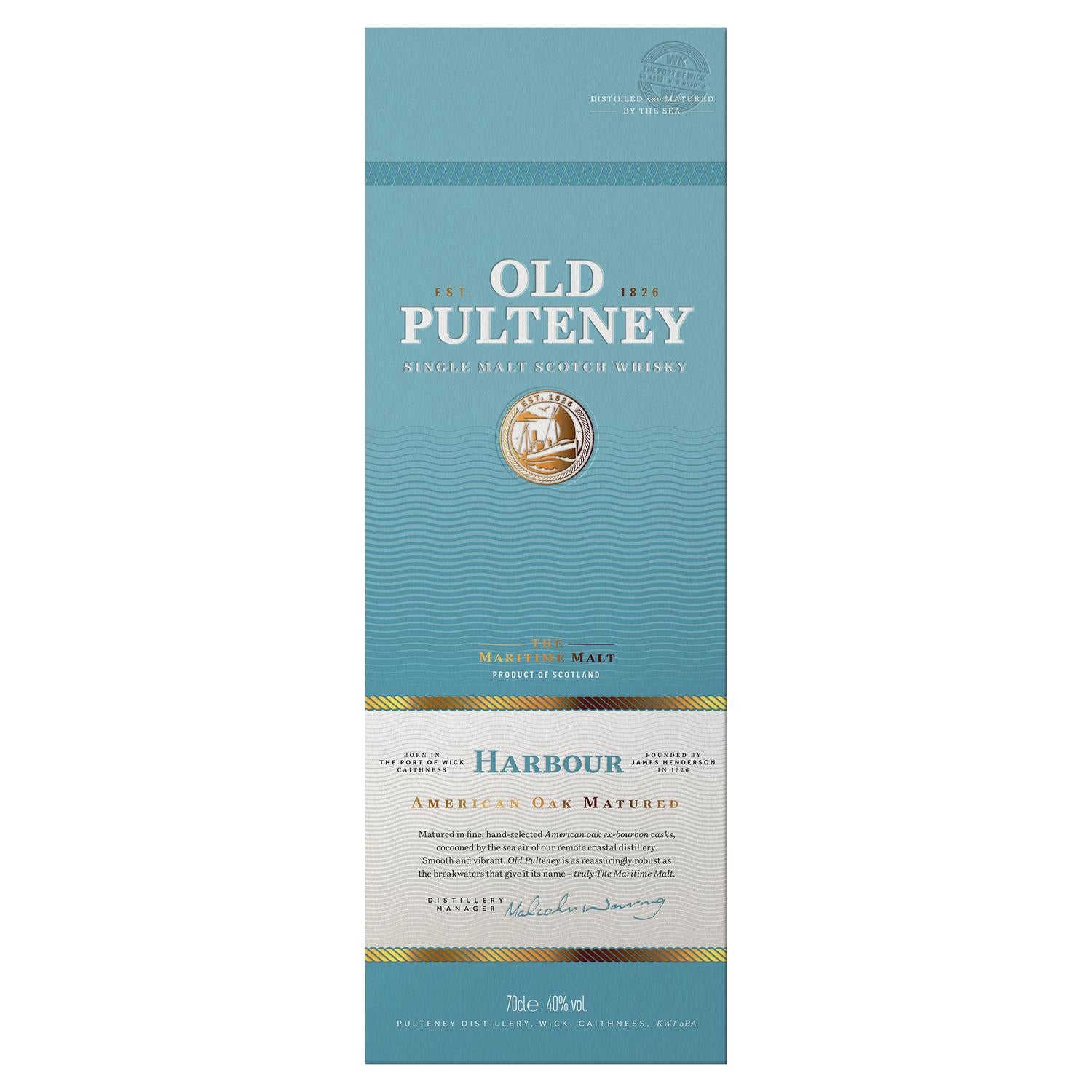 Old Pulteney Harbour Single Malt Whisky 70cl, imported from the UK