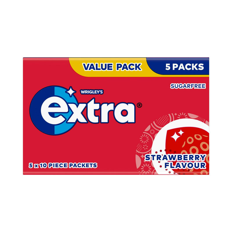 Extra Strawberry Sugarfree Chewing Gum Multipack 5 x 10, UK version