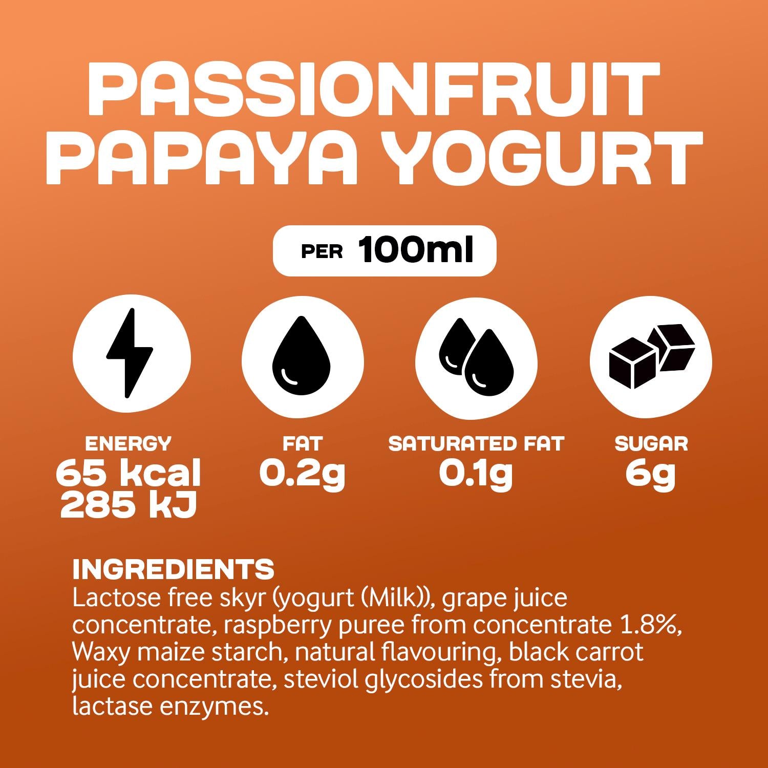Arla passionfruit papaya yogurt 200g, UK version