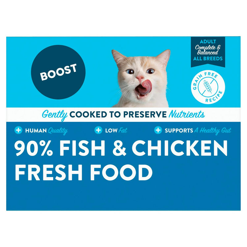 Boost 90% Fish Chicken cat food tray 150g - British product
