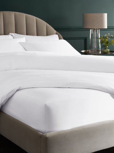 White 300 Thread Count Luxe Cotton Deep Fitted Bed Sheet