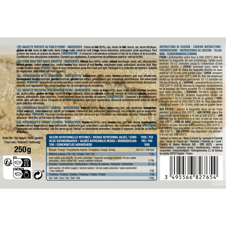 Menissez Sourdough Baguette 5 Pack, imported from the UK