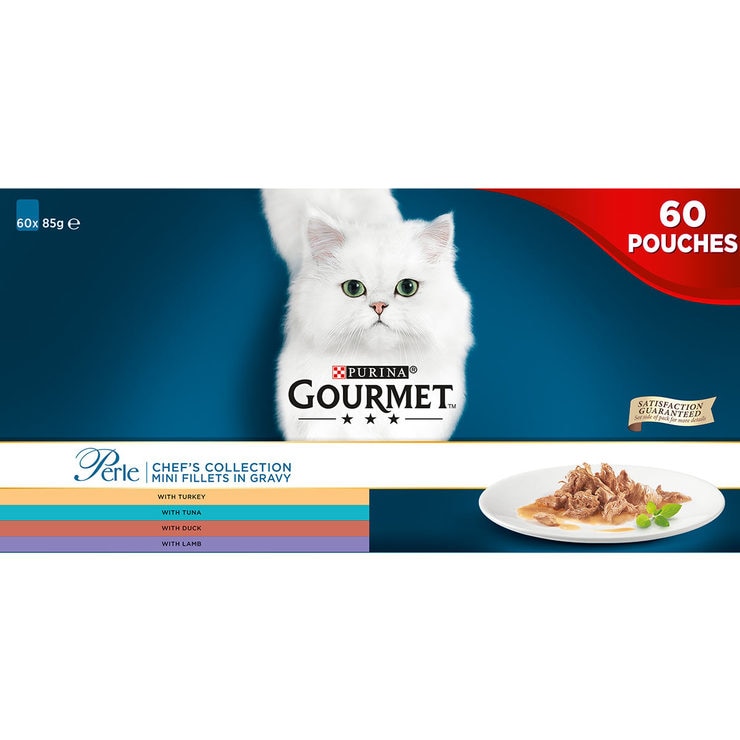 Gourmet Perle Cat Food Chefs Fish and Meat Mixed Collection 60x85g